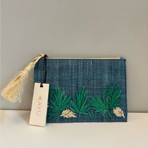 Tommy Bahama Kayu Straw Embroidered Wristlet Clutch